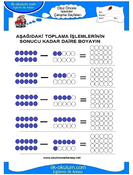 Çocuklar İçin toplam işlemi yaprak testleri 